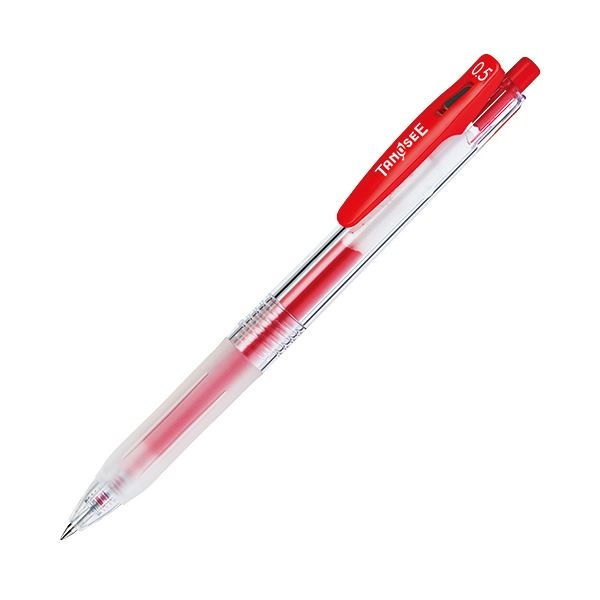 （まとめ） TANOSEE ノック式ゲルインクボールペン（バインダークリップ） 0.5mm 赤 1本 300セット