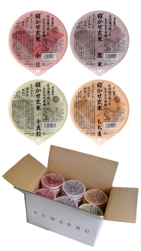 結わえる 寝かせ玄米 4種ミックス48食セット (玄米 食べ比べ) レトルトご飯 非常食 玄米パック (小豆/黒米/もち麦/十五穀) レンジで簡単調理 玄米ご飯 (48食セット)