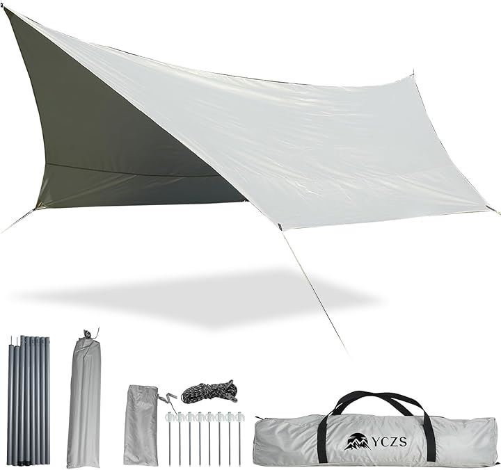 ヘキサタープ タープテント 6mx4.2m UVカット キャンプ用品 遮熱性 耐火性 耐水性優れ TC 延長テープ サンドベージュ アウトドア(シルバー, 6mx4.2m) 9,204円