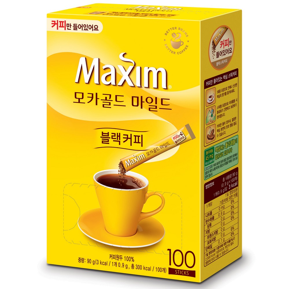 [韓国食品]マキシムモカノシュガーブラック0.9g100個入り1個커피