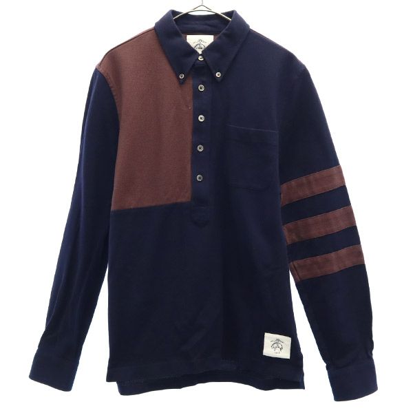 ブルックスブラザーズ ブラックフリース 長袖 ポロシャツ BB1 ネイビー×パープル Brooks Brothers BLACK FLEECE メンズ