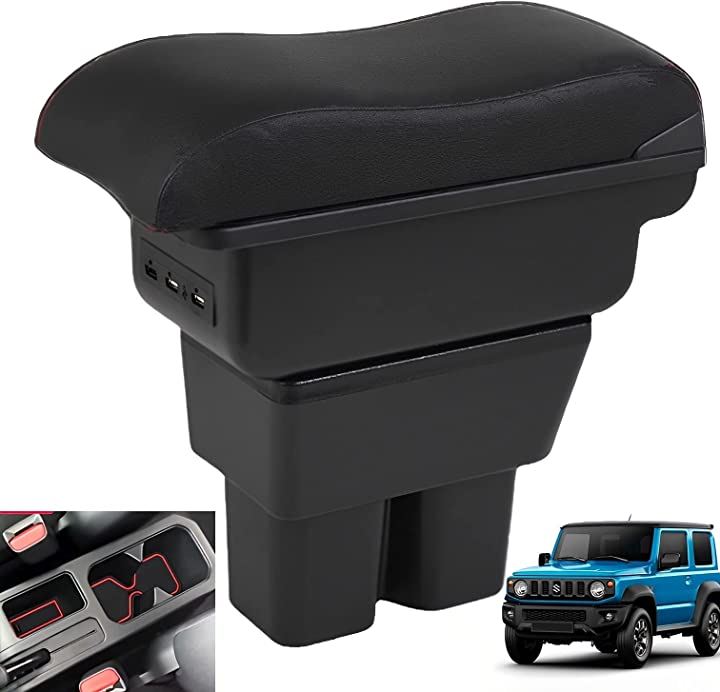 スズキジムニー アームレスト コンソール ブラック 7USBポート JIMNY 2019-2020 JB64 JB74 専用( 7USB：ブラック)