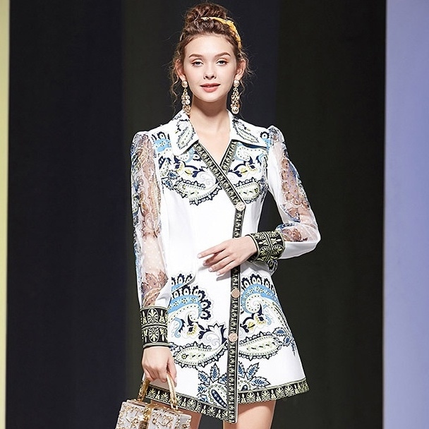 レディース ワンピース ミニ ミニ丈 長袖 Vネック 襟付き スリム 細身 Aライン 8,599円