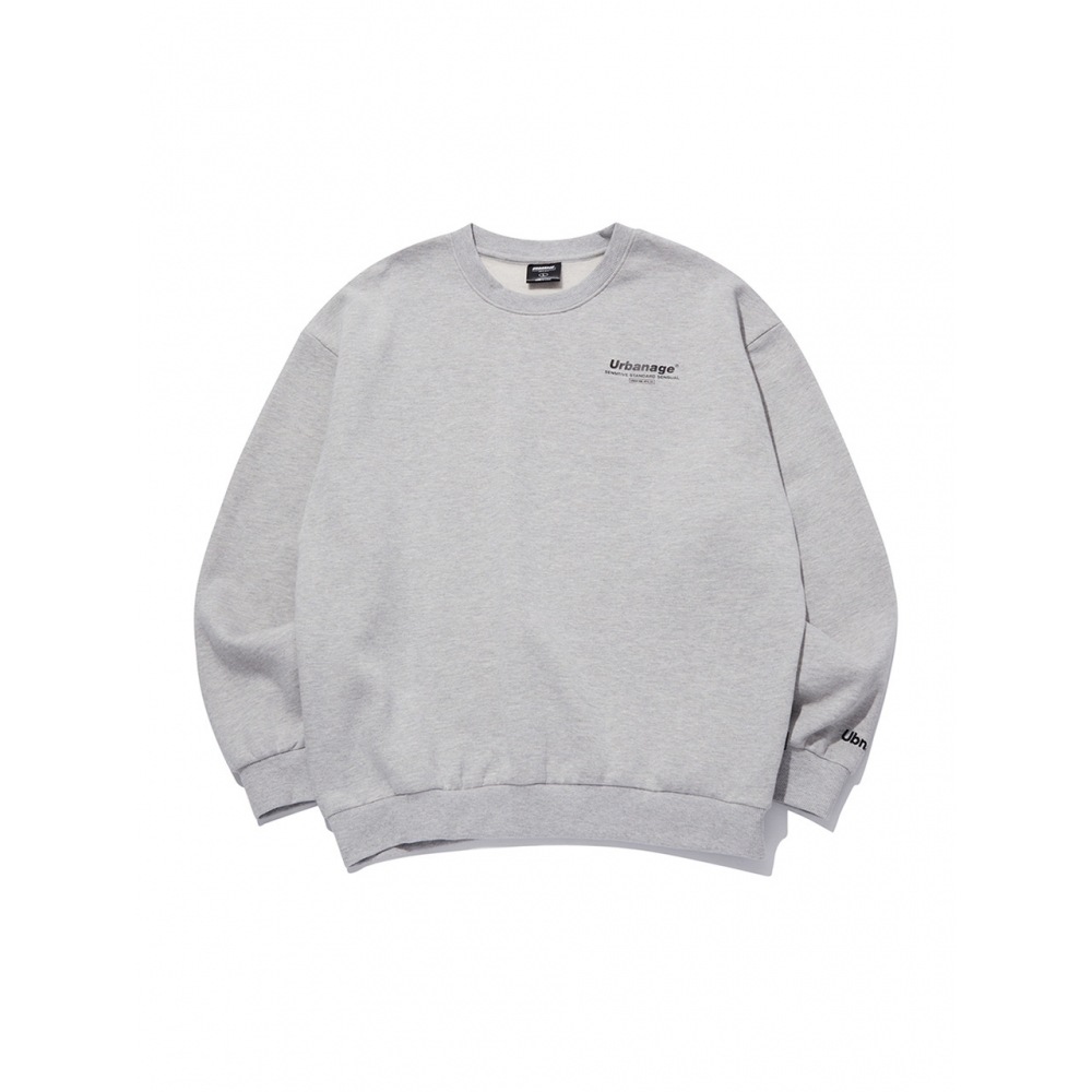 URBANAGEカラーセンシュアルオーバー起毛マンツーマン（起毛裏地）メランジグレー