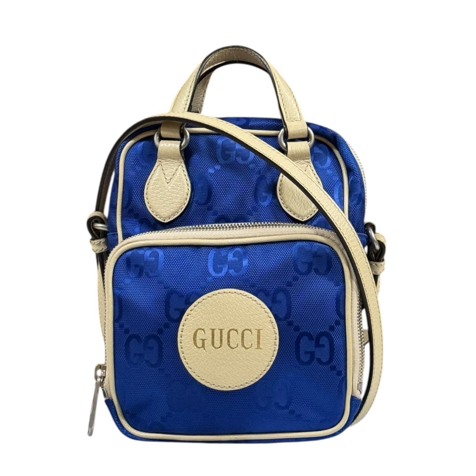 グッチ オブザグリッド ショルダーバッグ ナイロン 625850 ブルー GUCCI 中古