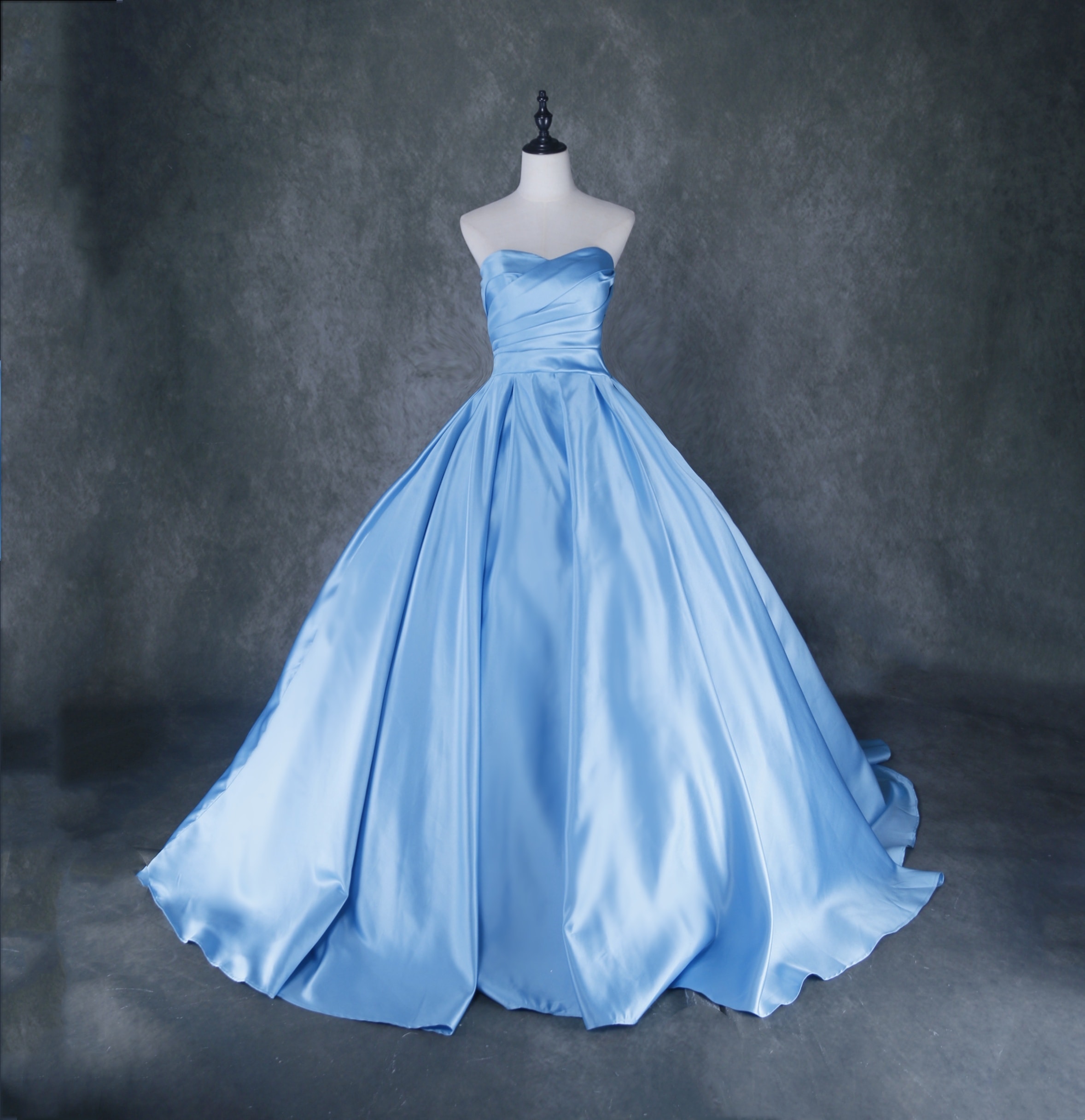 エレガント 派手な パーティードレス カラードレス 編み上げ ブルー ブライダル 前撮り 2次会