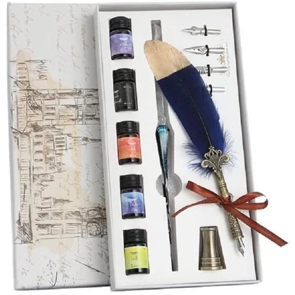 【超お得1つ買うと10個もらえる】急速出荷万年筆 羽ペンセット がらすぺん ディップペン ガラスペンセット 万年筆 書道 古典的 西洋 羽根ペン 署名ペン 誕生日ギフト 贈り物 ギフトボックス付き 新