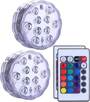 潜水式LEDライト16カラーネイビーライトRFリモートコントロールを備えた10PERLES LEDプールランプ泥用の防水バスライト装飾（4室）