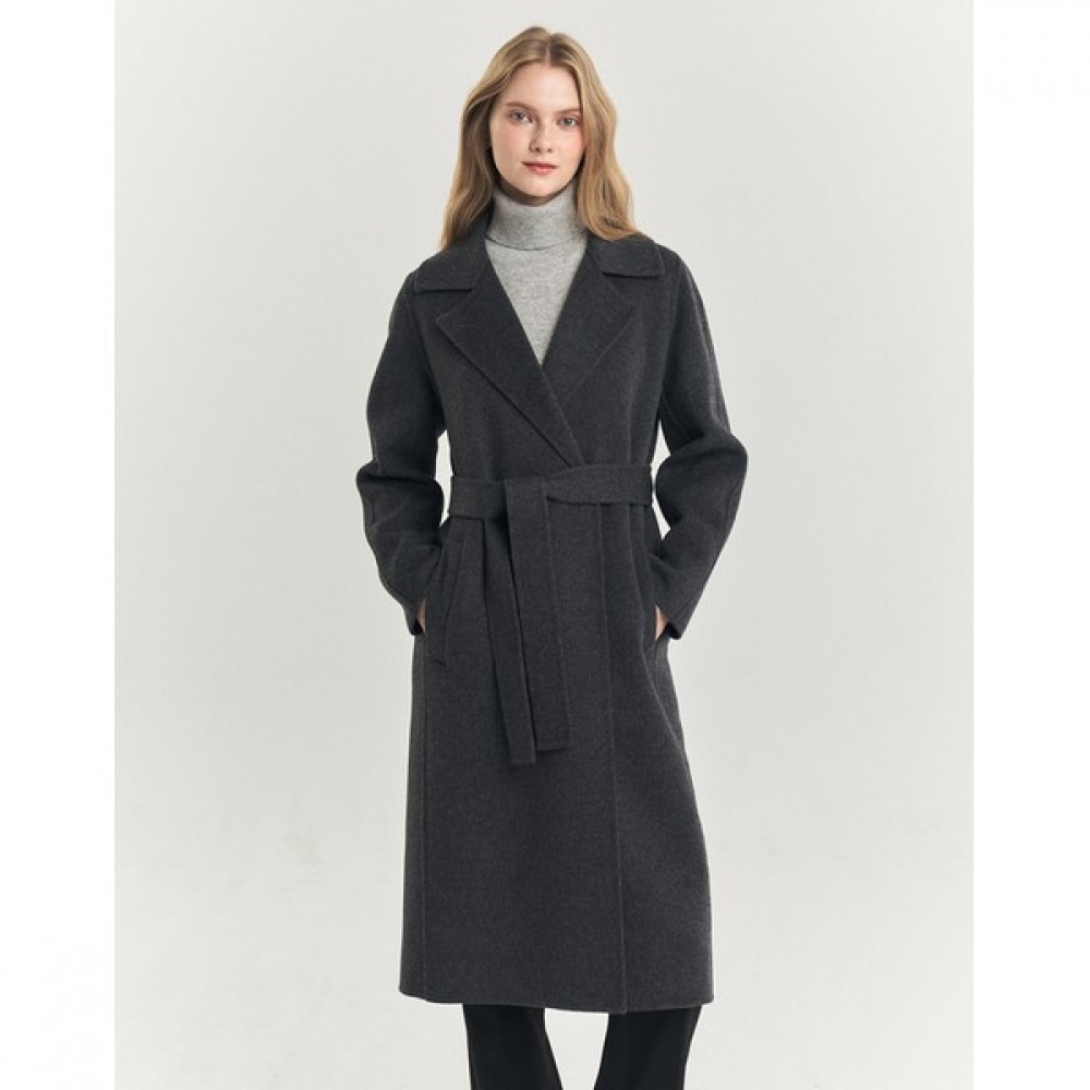 (ヘッジスレディース) 24FW トレンチハンドメイドロングコートチャコールグレー HSCO4D004CG