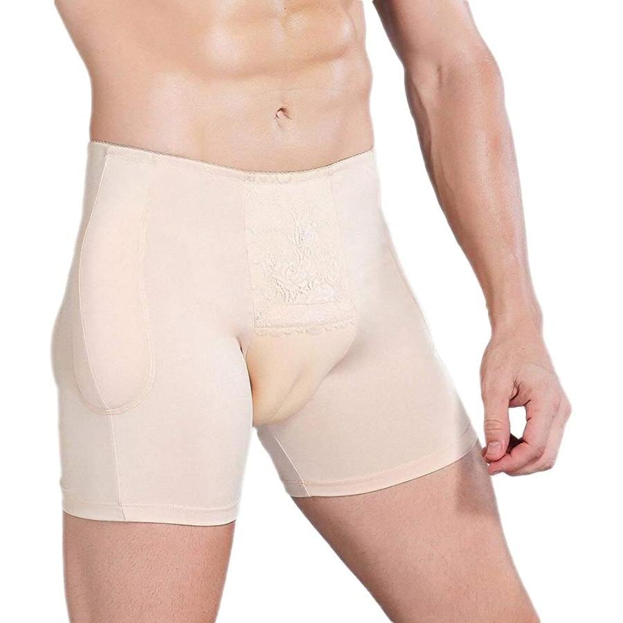 豊尻豊股 男性用 カバーパンツ 下着 セクシー前閉じ インナー パンツ ショーツ レース付き 美尻メイク 骨盤ガードル ヒップパッドパンツ 補正下着 4つスポンジ