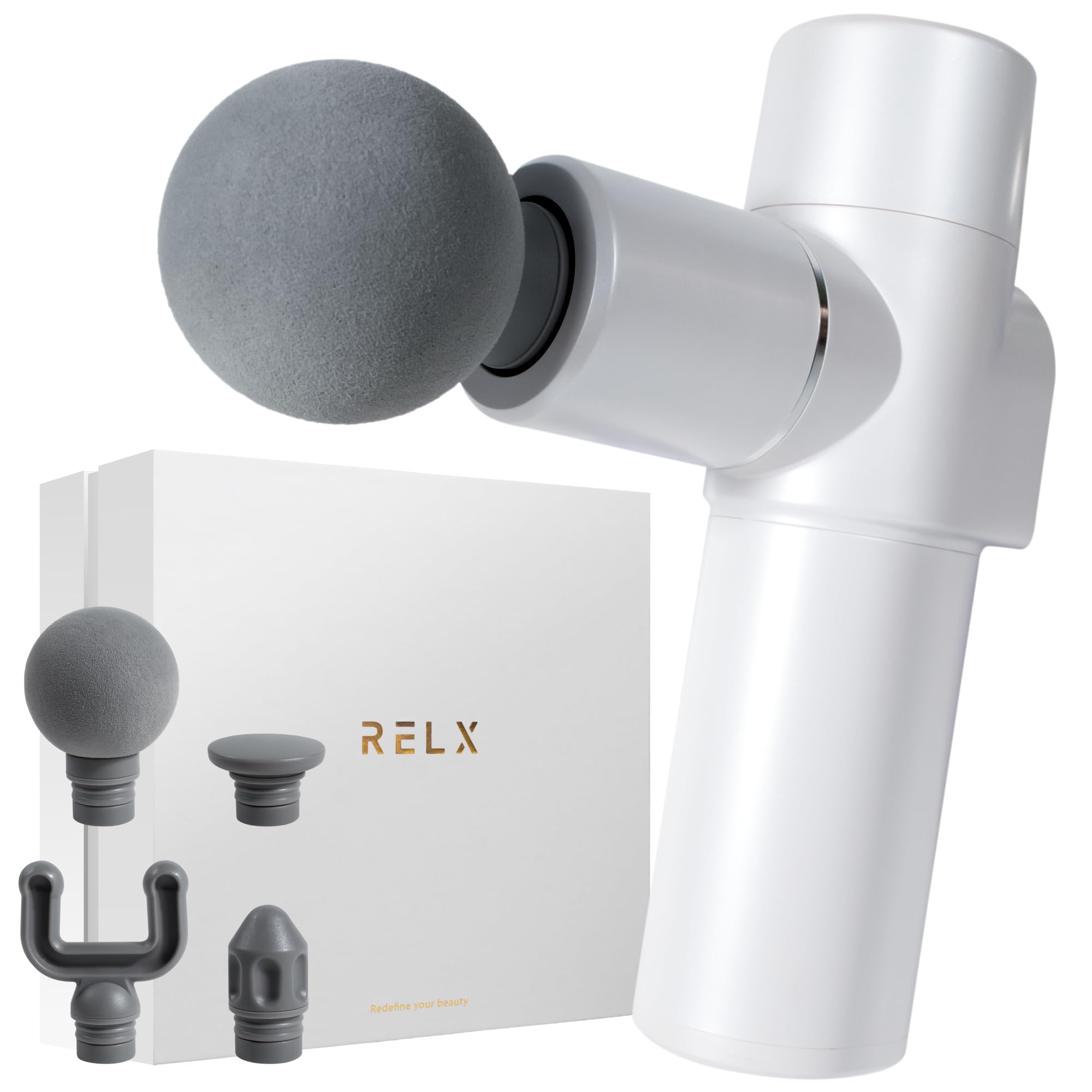 (整体院長監修) RELX 筋膜リリースガン トータルボディケア MINI (日本企業企画) 超軽量320g 20段階強力振動 筋膜 リリースガン ボディケア ハンディガン 静音 4種類アタッチメント