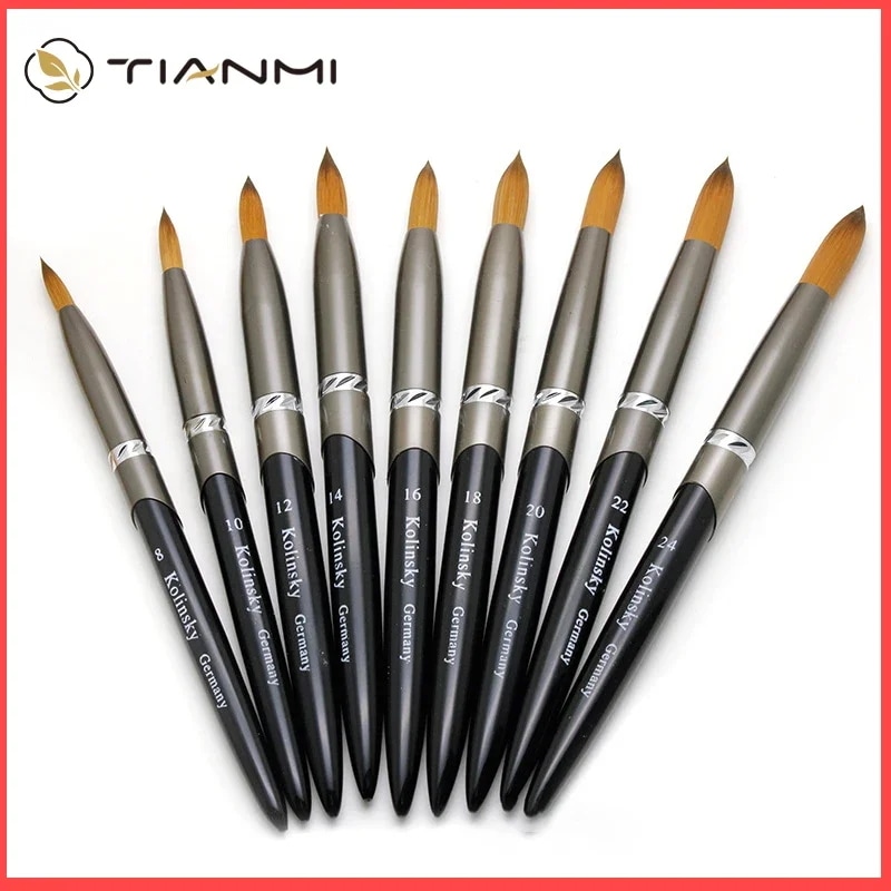 Tianmi kolinsky-金属製ハンドル付きマニキュアブラシ,黒いハンドル付きマニキュアアクセサリー