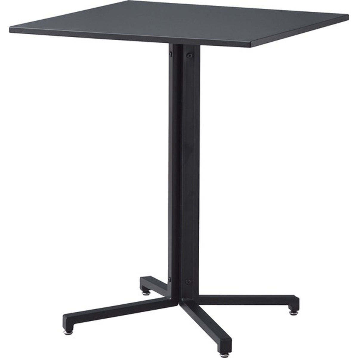 テーブル PT-331BK PT-331GY スクエア カフェテーブル 四角 ダイニングテーブル オフィス スタイリッシュ シンプル アジャスター付き スチール ブラック グレー 黒 灰