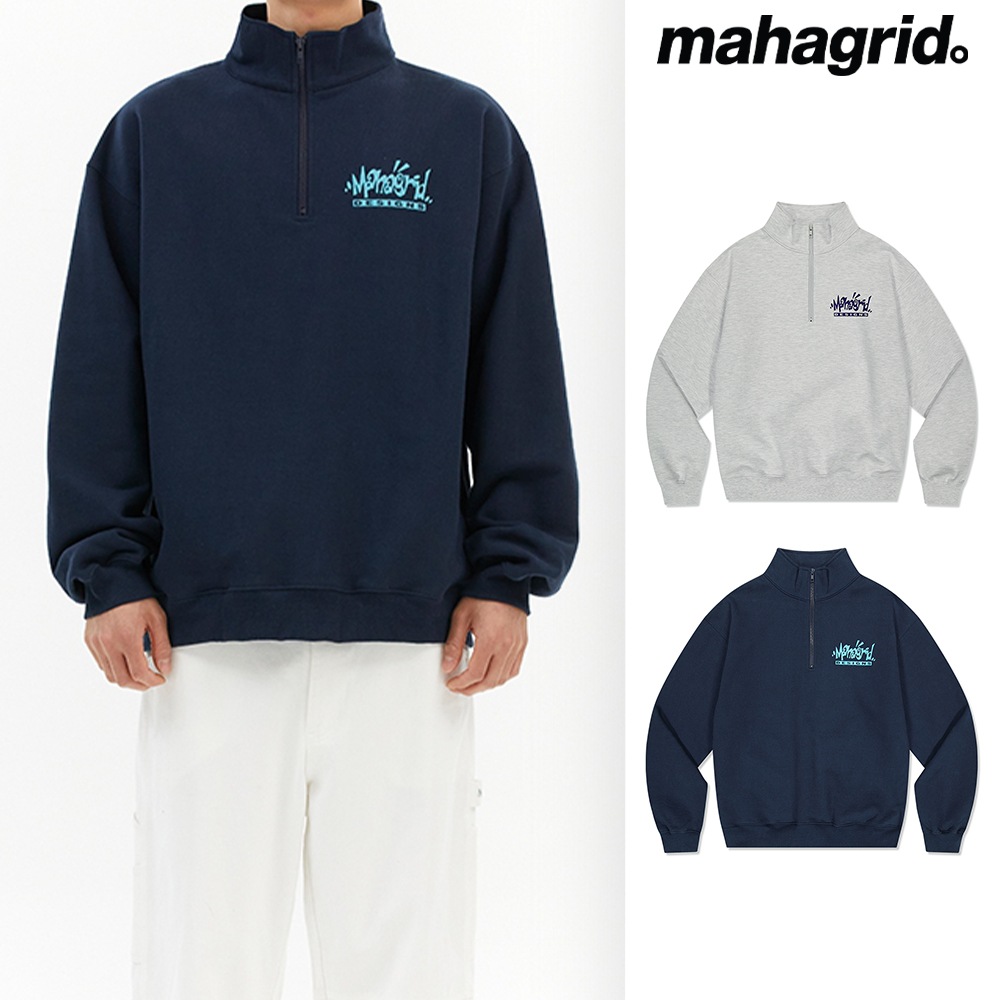 [mahagrid] LABEL LOGO HALF ZIP SWEATSHIRT