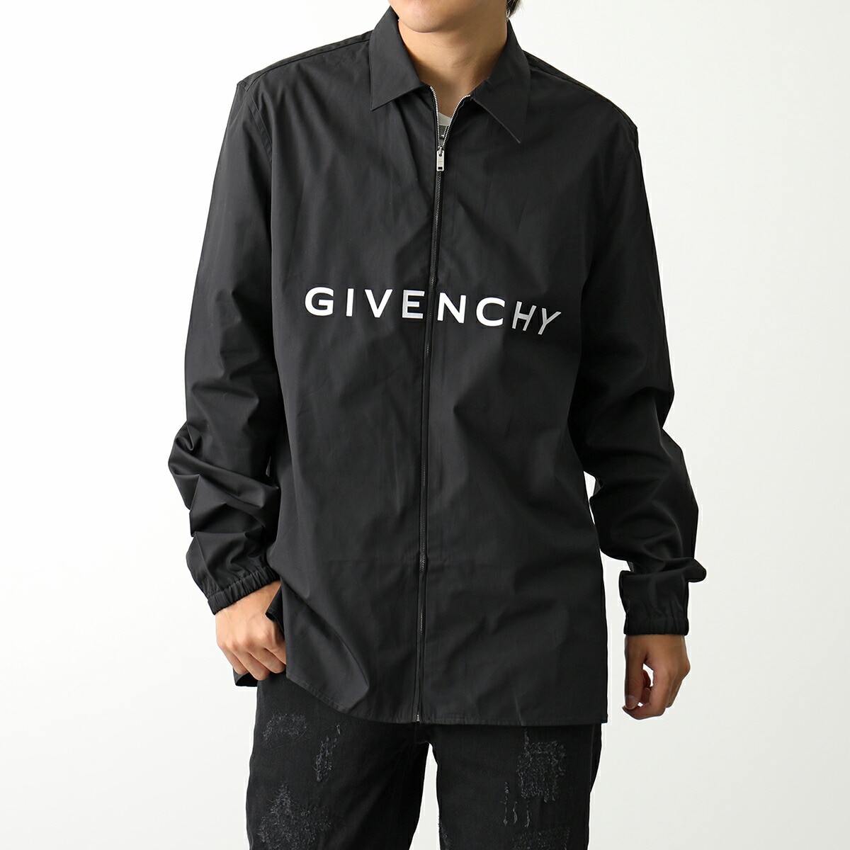 GIVENCHY ジバンシィ シャツ BM60TL1YC8 メンズ 長袖 ロゴ ジップアップ コットン 001/BLACK 44,597円