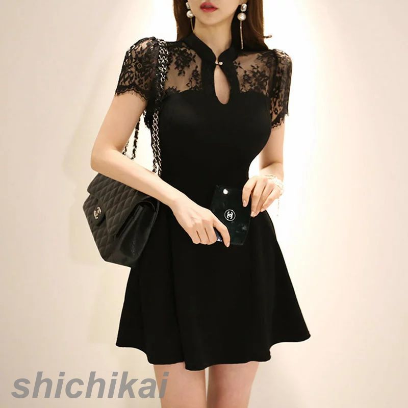 Aラインワンピース OLワンピース 半袖ワンピース レディースファッション お呼ばれ ブラック 春新作 Aラインワンピース WILLS カジュアルワンピース THOM お出かけワンピース 新品入荷 ワ