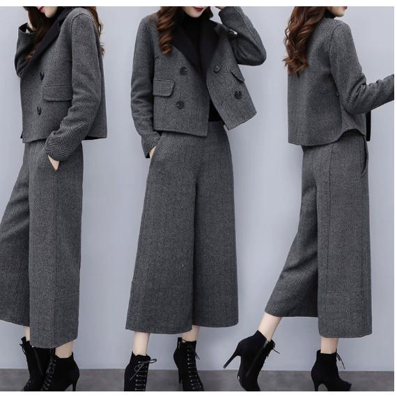 【即時割引】パンツセットアップ ワイドパンツ レディース 秋冬 パンツ ガウチョパンツ コート アウター 通勤 入学式 卒業式 フォーマル ママ 30代 40代 きいサイズ