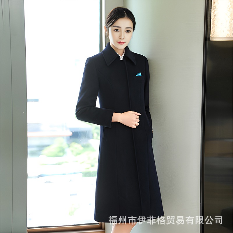 プロフェッショナルコート レディース 冬 ミドル丈ケース 接客 作業服 ウールコート 営業所 ウール作業服