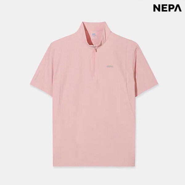 女性用アイステックシェルモーションドット半袖ジップアップTシャツ（7M45431-H07）