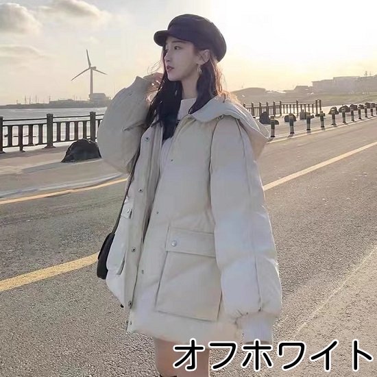 ダウンジャケット レディース 大きいサイズ ショート丈 秋冬 秋 冬コート 冬 フェイクダウン アウター フード付き 中綿ジャケット 中綿 オーバーシルエット ミドル丈 冬新作 体型カバー