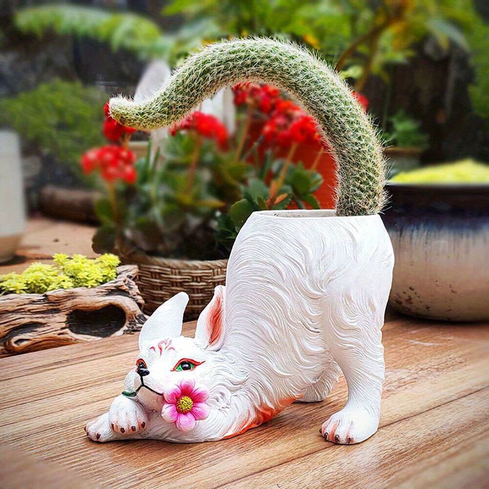 鉢植え 植木鉢 プランター プラントポット フラワーポット 花瓶 ガーデニング 屋内 屋外 インテリア 庭 玄関 キツネ 狐 多肉植物 サボテン 可愛い ギフト プレゼントty348