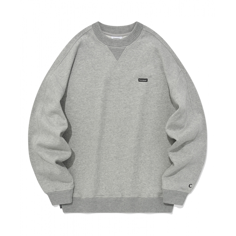 COVERNAT オーバーフィットニットリップスウェットシャツメランジグレー