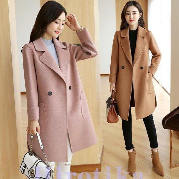 チェスターコート レディース ピーコート ロング丈 秋冬アウター 無地 ラシャコート ジャケット 通