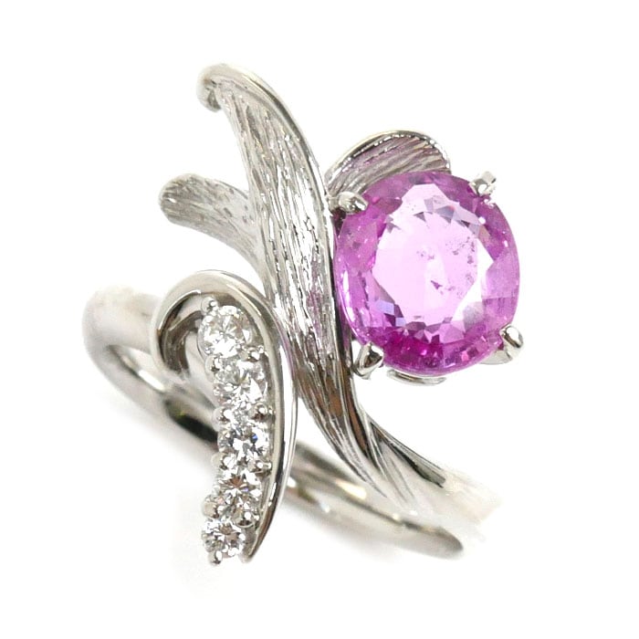 Pt900プラチナ ピンクサファイア リング指輪 ピンクサファイア2.11ct ダイヤモンド0.15ct 12.5号 10.0g レディース 中古