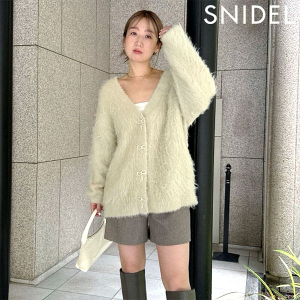 【SALE30%OFF】 【即納】 スナイデル SNIDEL トップス 24秋冬 ビジューリボンロングカーディガン ミドルT丈 長袖 swnt245237