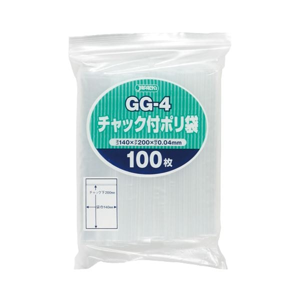 (まとめ) ジャパックス チャック付ポリ袋 ヨコ140×タテ200×厚み0.04mm GG-4 1パック(100枚) (×30セット)