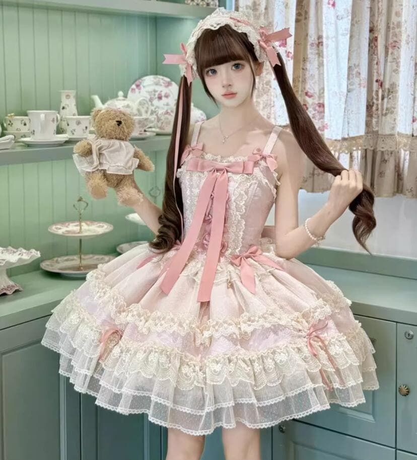 91【新作登場 最安値】 ロリータ 可愛いリボンワンピース　 ゴスロリ コスプレ メイド服 コスチューム 文化祭 学園祭 衣装 仮装 ハロウィン おすすめ 可愛い 日常　写真　舞台　花嫁