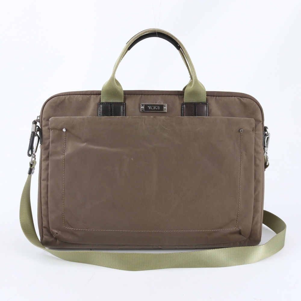 美品 レザー×ナイロン 2WAY ビジネス バッグ 斜め掛け 書類鞄 ブリーフケース トート 通勤 ショルダー メッセンジャー A4 メンズ WBM EE31-5 中古