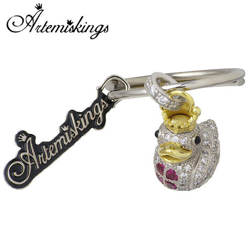 アルテミスキングス ARTEMIS KINGS ハッピー ダック 2way ストラップ クリアジルコニア キーホルダー AKS0002