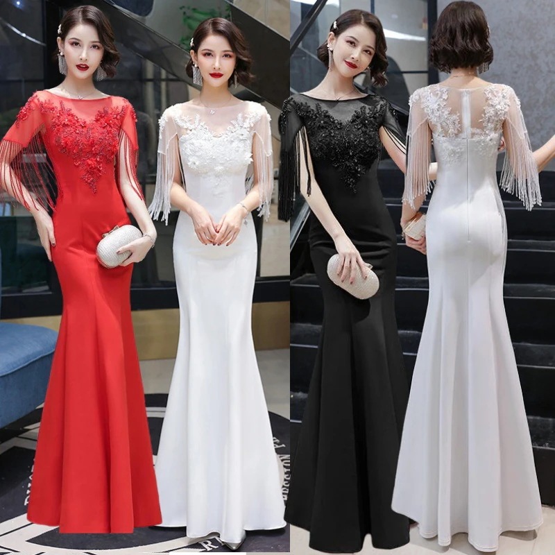 パーティードレス カラードレス ウエディングドレス ノースリーブ 安い 二次会 結婚式ドレス 丸首レースのドレス 花嫁 フォトウエディング ビーチフォト 前撮り 後撮り 披露宴