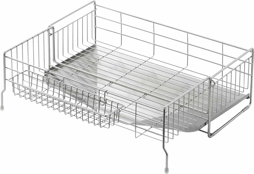 ヨシカワ 水切りラック 食器乾燥かご ステンレス 伸縮 大容量 幅20cm×奥行47cm 4~5人用 コンパクト シンク上 日本製 1305933