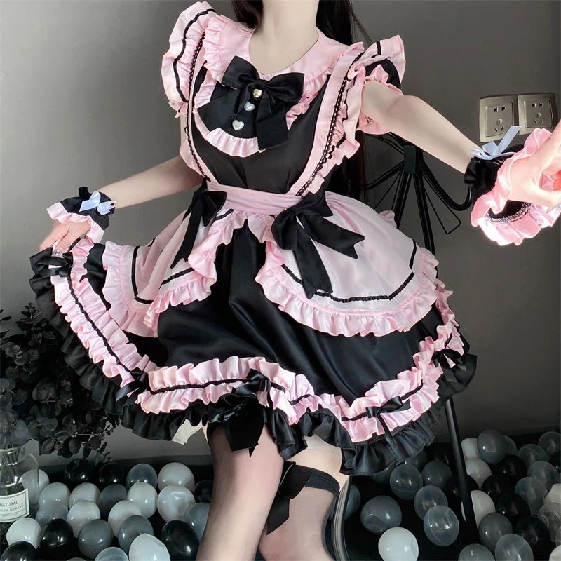 ロリータドレス 日本のティーンエイジャーの女の子 猫 メイド かわいい ロリータ 二次元 コスチューム