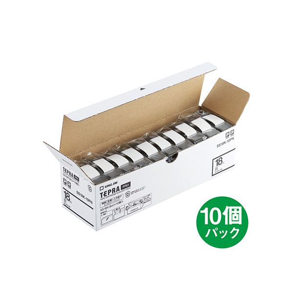 (まとめ）キングジム テプラ PROテープカートリッジ 18mm 白/黒文字 エコパック SS18K-10PN 1パック(10個)(×3セット)