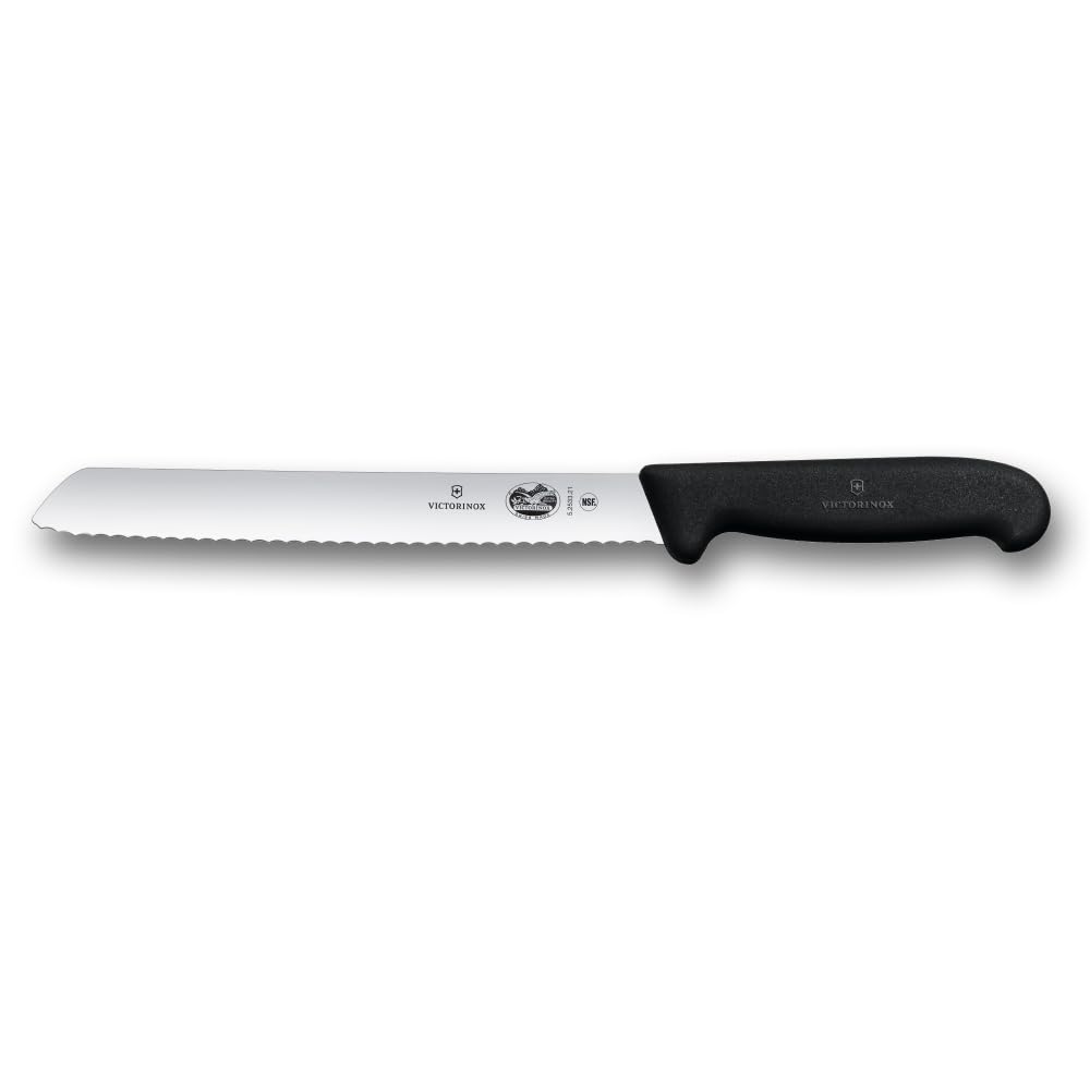 VICTORINOX(ビクトリノックス) ブレッドナイフ プロ仕様のパン切り包丁 21cm ブラック バゲットや食パンをきれいに切り分けられるパン切り包丁 フィブロックス 5.2533.21-X1