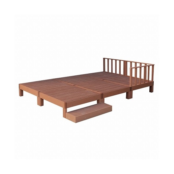 住まいスタイル 人工木ウッドデッキ ecofeel 6台 ステップフェンスセット ライトブラウン PWDE-6P-SFSET-LBR メーカー直送