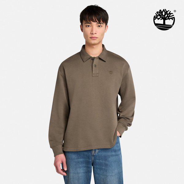 男女共用オールジェンダーオーバーフィットスウェットカラーティーブラウン A6NBR BK0