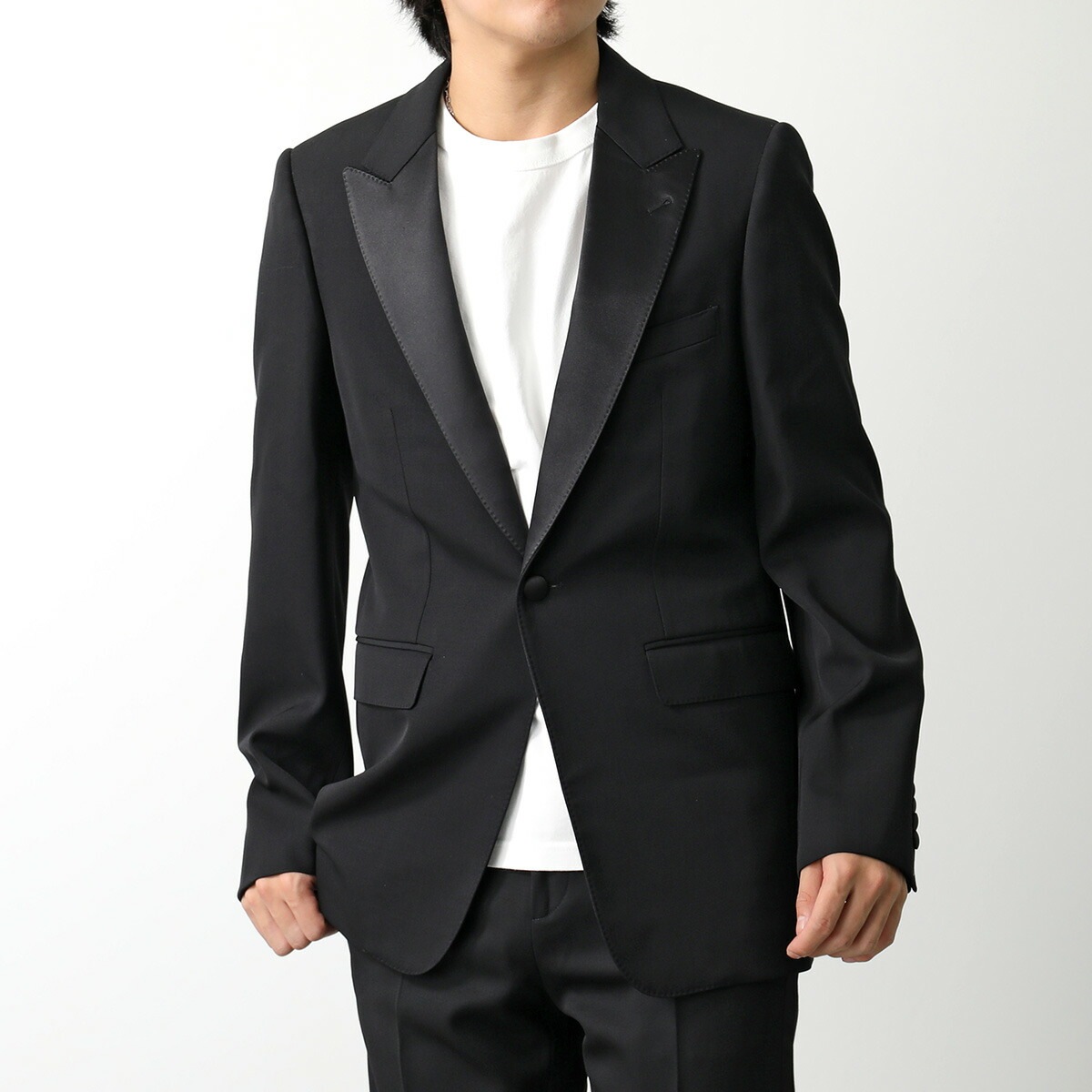 CELINE セリーヌ ジャケット 2V26M043R.38NO メンズ サテン切替 ウール クラシック タックスジャケット グラン・ド・プードル シングル セットアップ可能