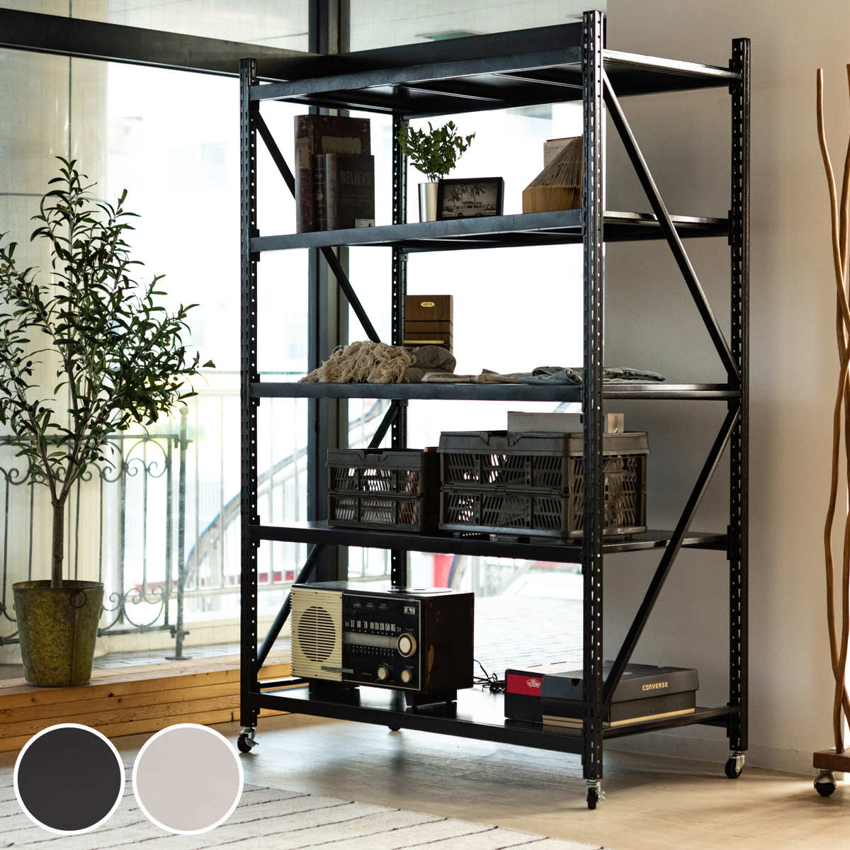 スチールラック 4段 深型 キャスター付 ボルトレス RALD 幅129cm 収納ラック 収納 収納棚 工具不要 ディスプレイラック シェルフ ラック スチール オープンシェルフ スチール棚