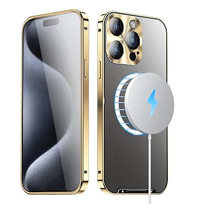 QIYIBOCASE For iPhone 16 Pro クリアケース 金属 アルミニウムバンパー For Magsafe対応 カメラ保護 透明 アイフォン16プロ カバー 6.3インチ 背面 マグネ