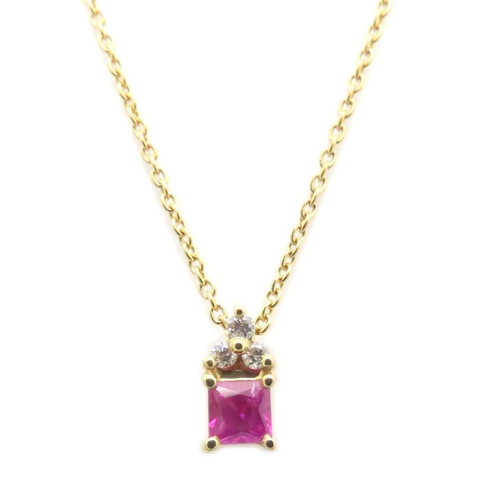 ネックレス ルビー ダイヤモンド K18YG イエローゴールド レディース/294922【中古】