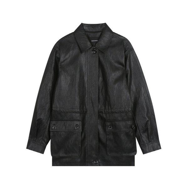 [] 女性) 中ヒップ丈 合成皮革ジャケット (B255LI600P) [P003793863]
