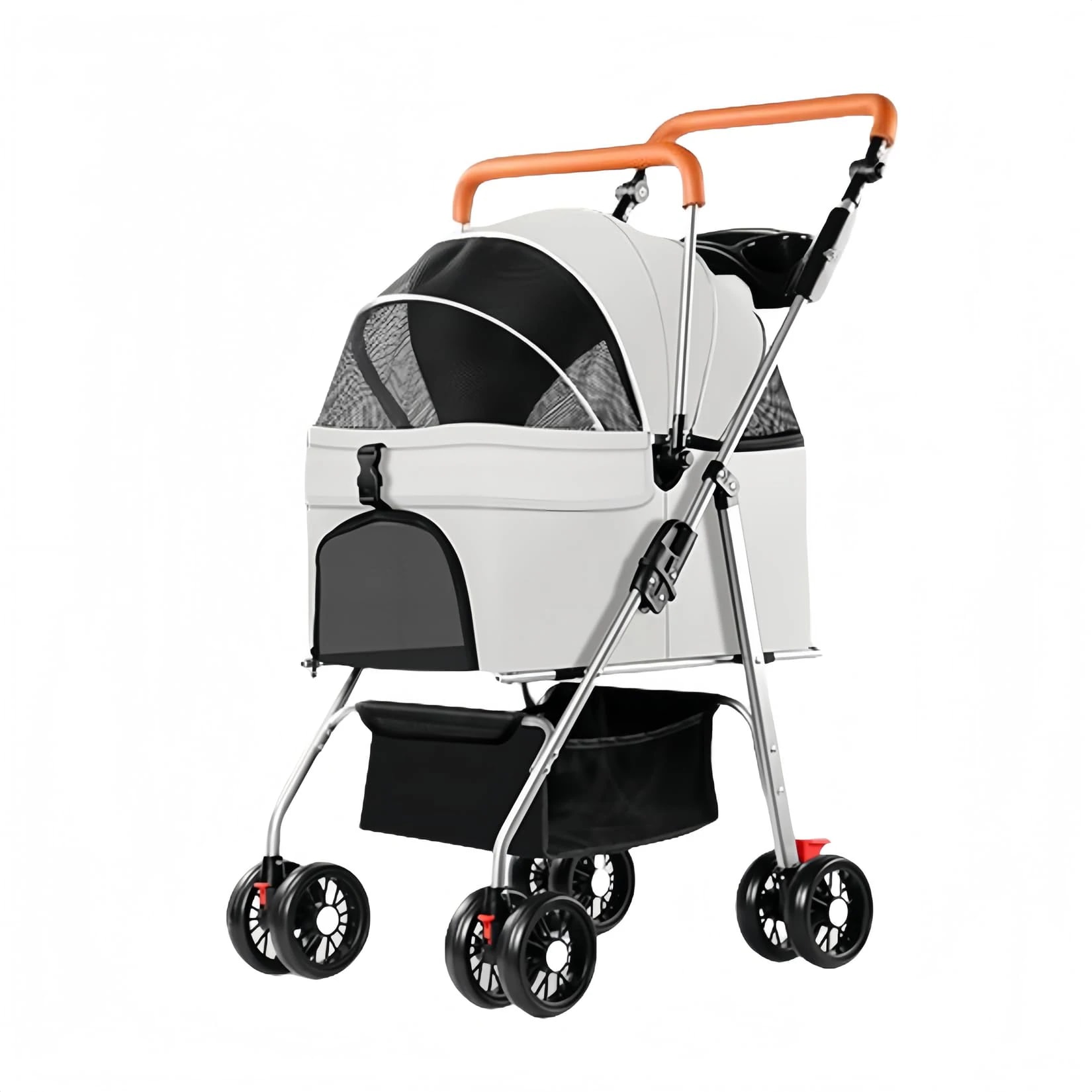 分離型ペットカート 大容量 ワンタッチ折りたたみ式 柔らかいハンドル ブレーキ付き 前輪360回転 衝撃吸収 食事トレイ付き キャリーバッグ 耐荷重15KG以内 犬猫兼用 軽量 散歩 買い物 旅行