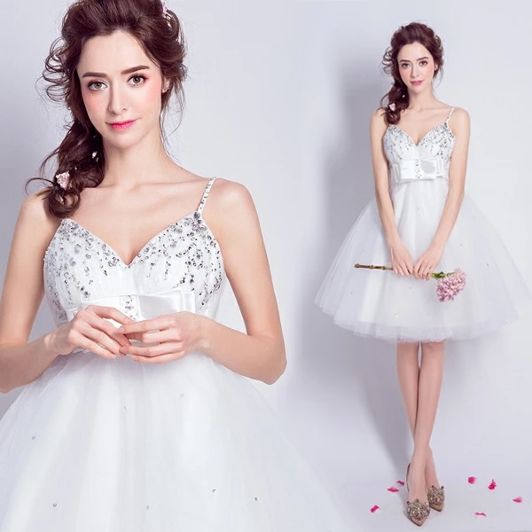 .再入荷なし！売り切りウェディングドレス 二次会 ミニドレス 花嫁 ドレス ショートドレス ウエディングドレス 結婚式 ブライダル エンパイア カラードレス パーティードレス 大きいサイズ 小きいサイ