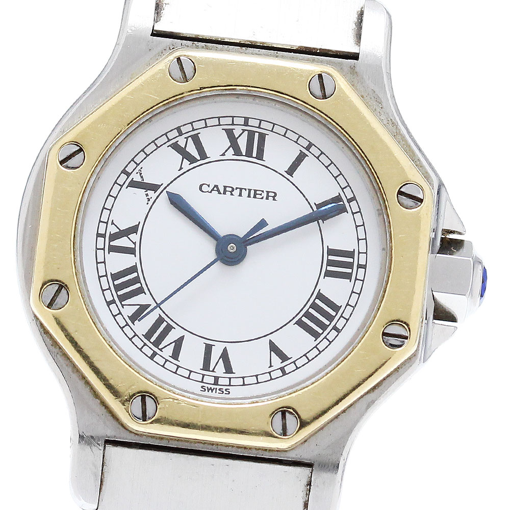 カルティエ CARTIER サントスオクタゴンSM YGコンビ ゴドロンブレス 自動巻き レディース _866674【中古】