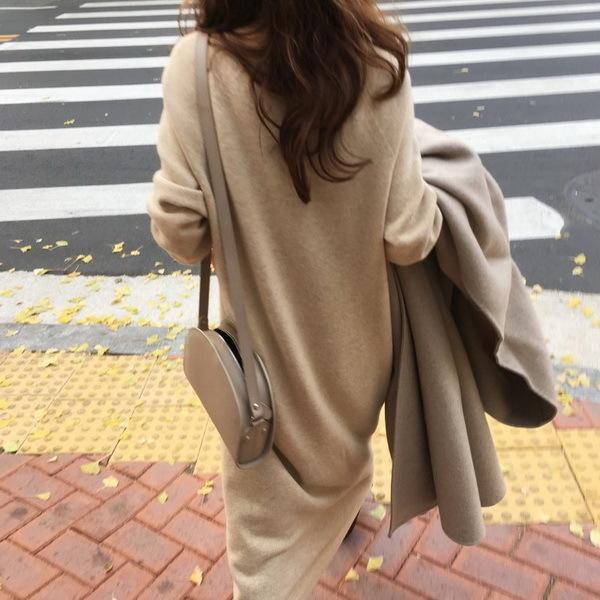 【即納】ニットベストレディース ニットワンピ ニットワンピース ニットベスト セーターニットセット V襟ワンピタイト 春秋冬 長袖 ミモレ丈 通勤通学