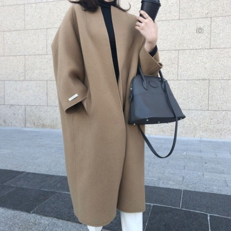 モテコーデ アウター コート 膝丈 ひざ丈 袖あり 長袖 Iライン ポケット 前開き 高級感 かわいい 可愛い きれいめ シンプル カジュアル 上品 おしゃれ お洒落 レトロ 可愛い